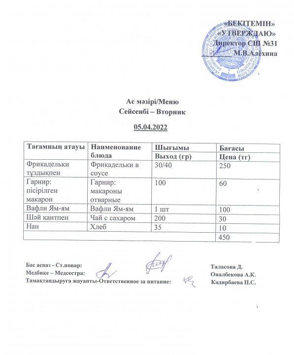 Ас мәзірі