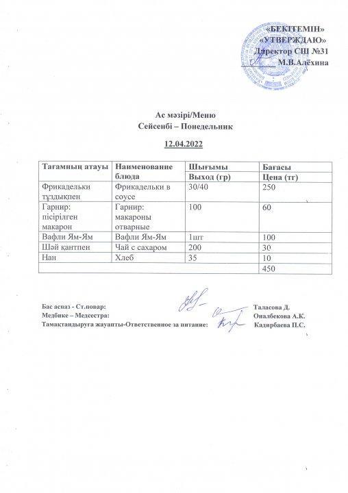 Ас мәзірі