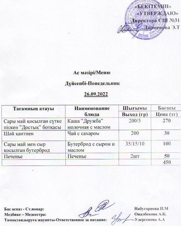 Ас мәзірі
