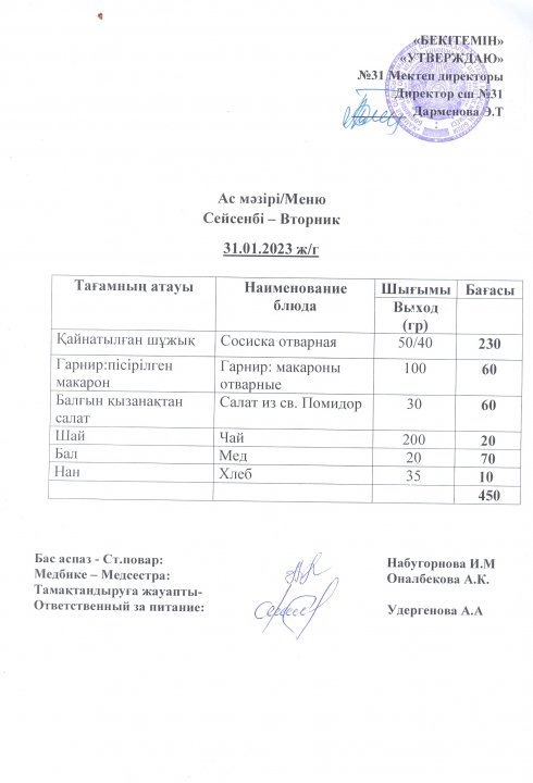 Ас мәзірі