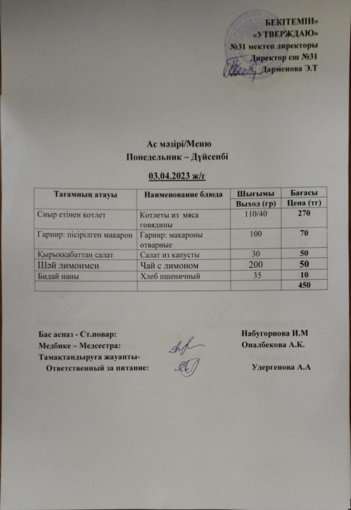 Ас мәзірі