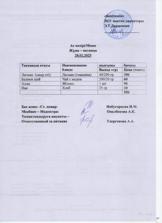 Ас мәзірі