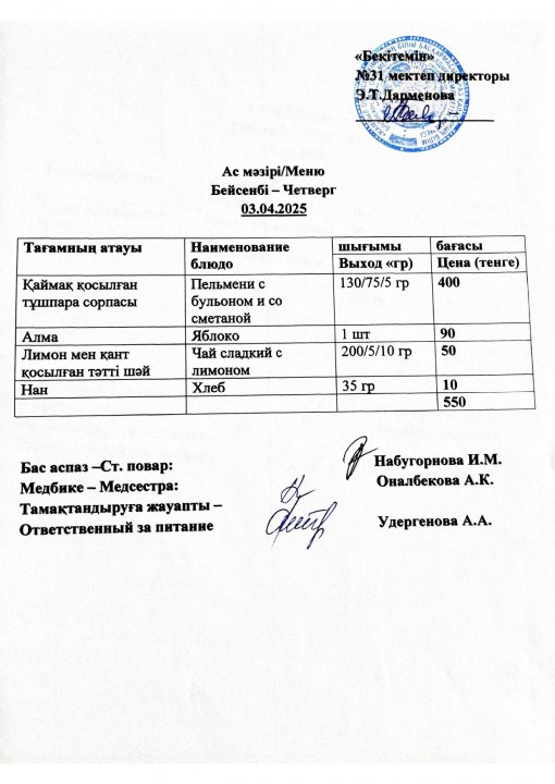 Ас мәзірі